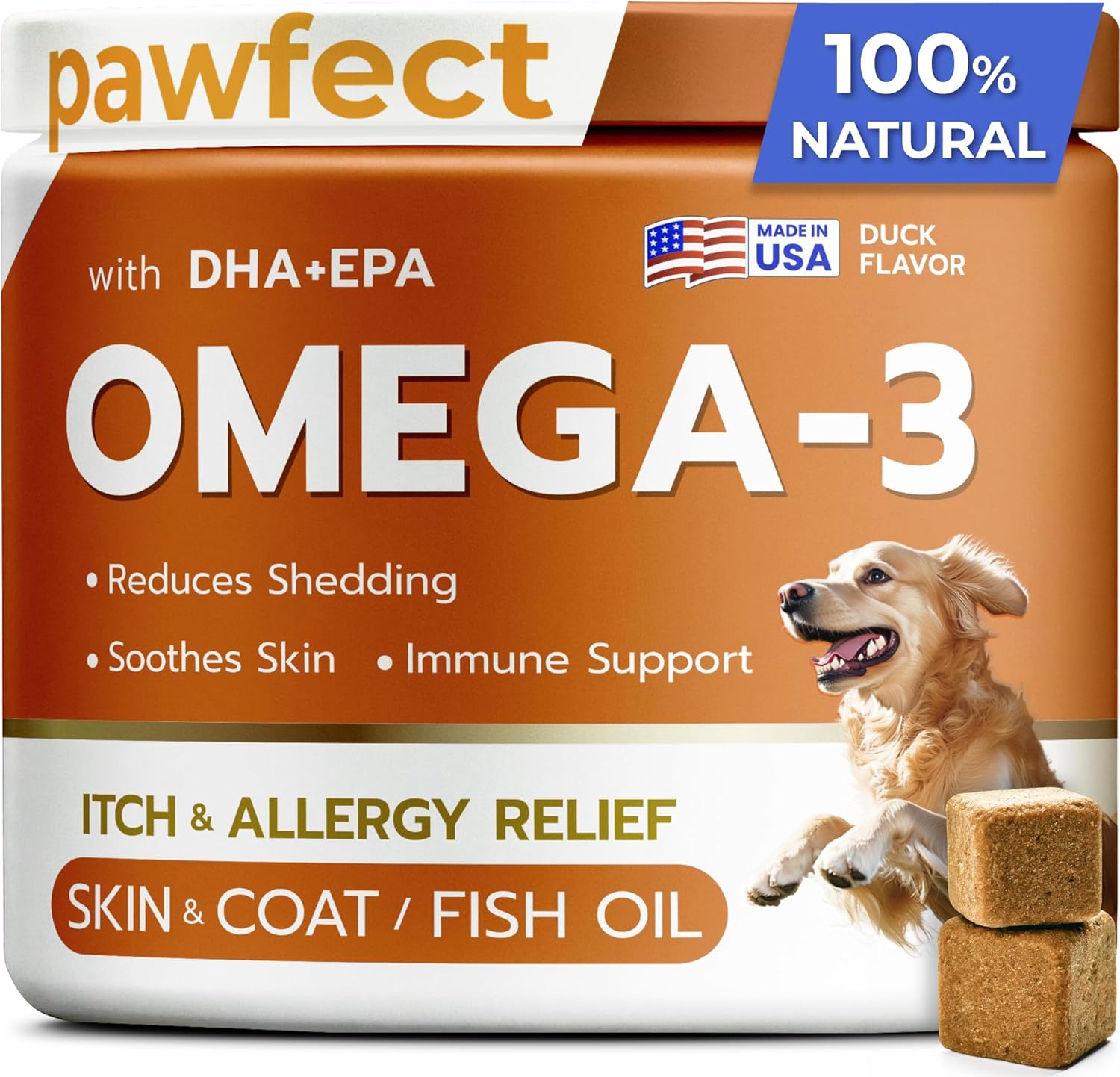 PawfectCHEW Fish Oil Omega 3 for Dogs - Allergy Relief - Joint Health - Itch Relief, Shedding - Skin and Coat Supplement - Alaskan Salmon Oil Chews - Omega 3 6 9 - EPA & DHA Fatty Acids
