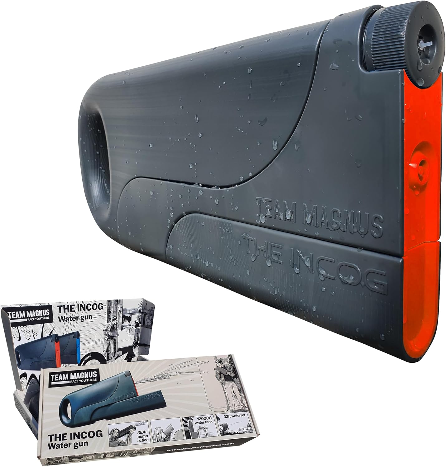 Incog water gun: UK Stealth design, 1.2L tank, powerful pump action (red)