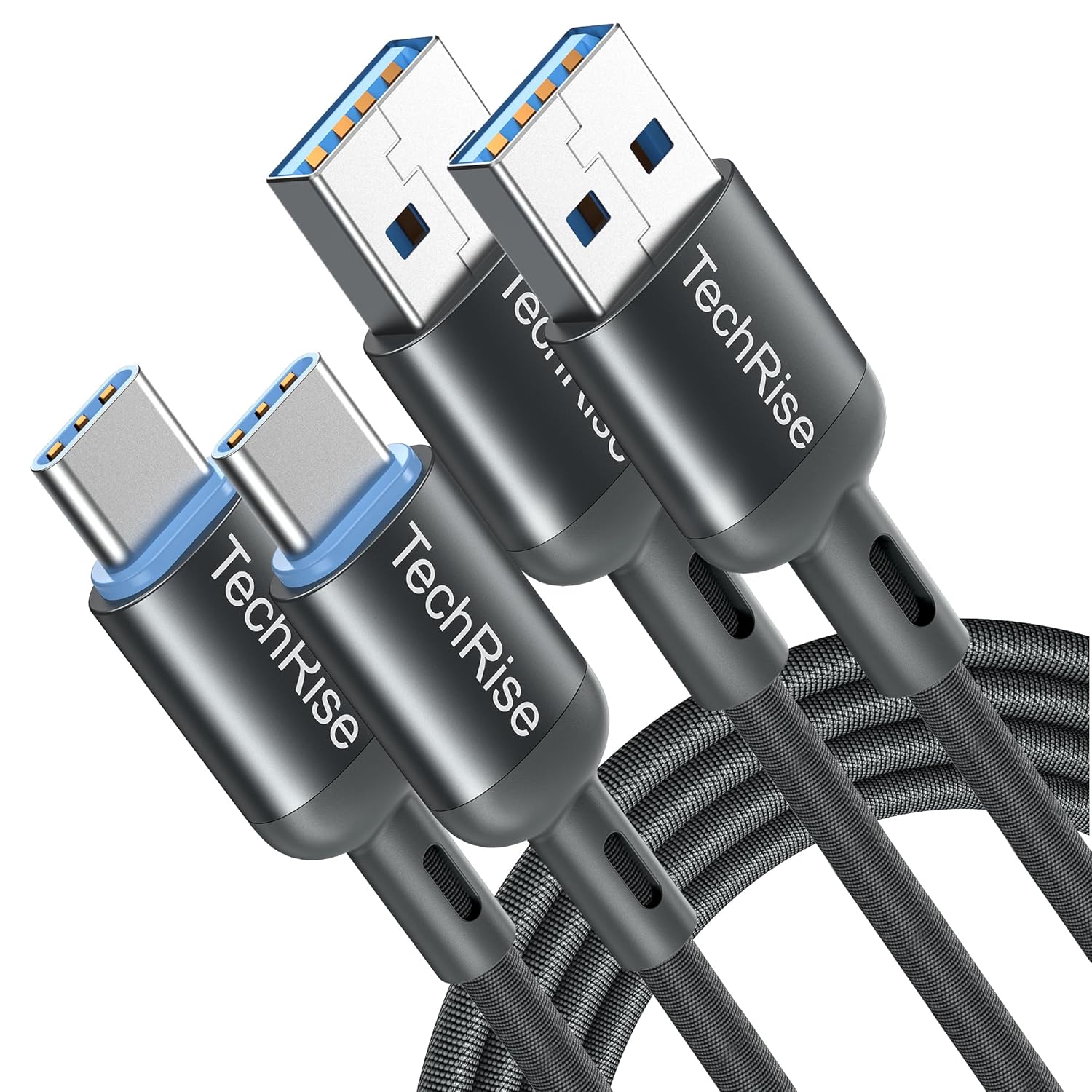 TechRise USB C Cable 2 Pack, USB Type C to USB A Charger Nylon Braided Fast Charge Cord for Samsung Galaxy S23 S22 S21 S20 S10, Google Pixel, Xperia, Android Mobile Phone (6.6 + 3.3ft)