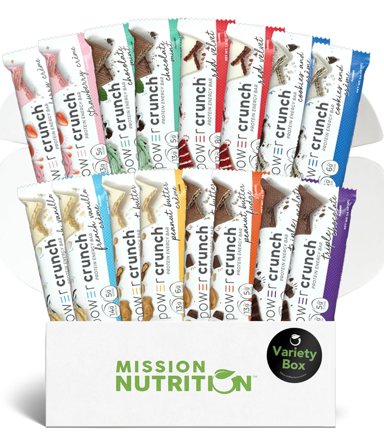 Power Crunch Protein Bars Variety Pack - High Protein, Low Calorie, Low Sugar Snack Bar - Variety Snack Box (Pack of 16) 1.4 oz Bar