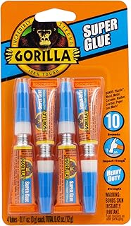 Gorilla Super Glue, Four 3 Gram Tubes, Clear, (Pack of 1)