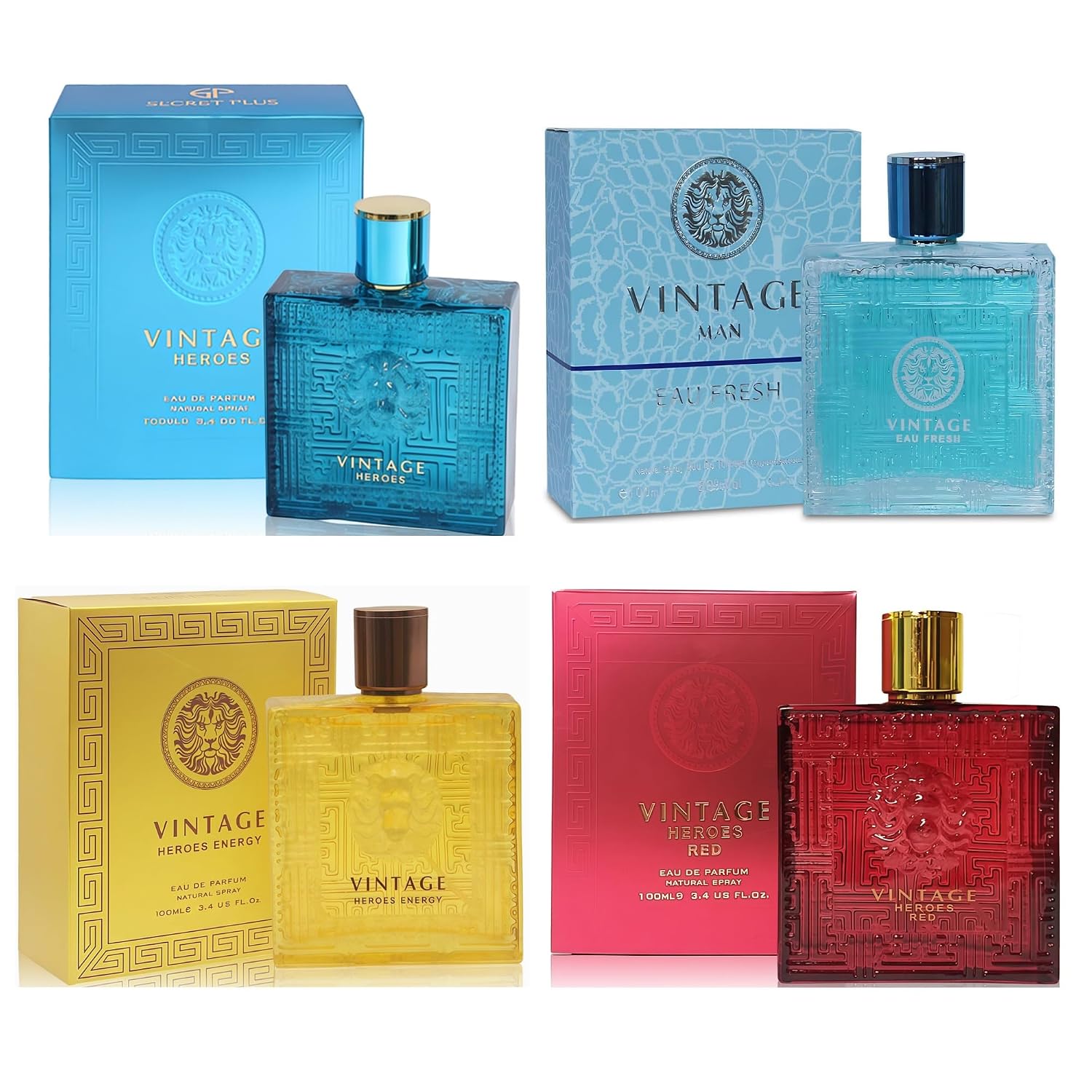 A CENTER Vintage Hero Series Men's Cologne Gift Set 4-Piece Eau de Parfum
