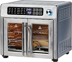 Emeril Lagasse Extra Large French Door Air Fryer Toaster Oven Combo, 24 Cooking Functions and Digital Controls, 7 Accessories Included, Stainless Steel Finish, 26QT Capacity