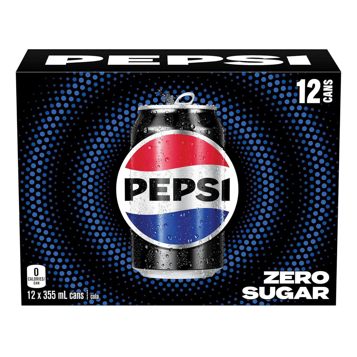 Pepsi Zero Sugar Cans, Zero Calories, Max Pepsi Taste 355mL/12oz., 12pk. {Imported from Canada}