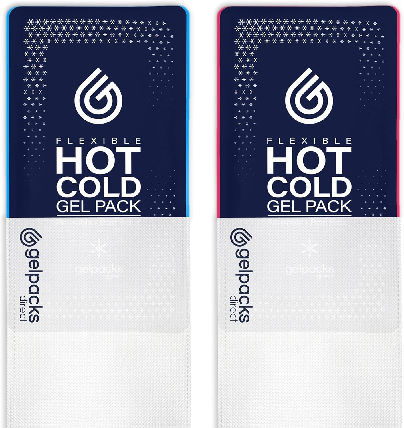 Gelpacks Direct - Reusable Hot & Cold Replacement Gel Pack with Non-Woven Sleeve (Pack of 2 - Medium) for Sports Injuries, Chronic Pain, Joint Stiffness, Swelling, Pain Relief & More.