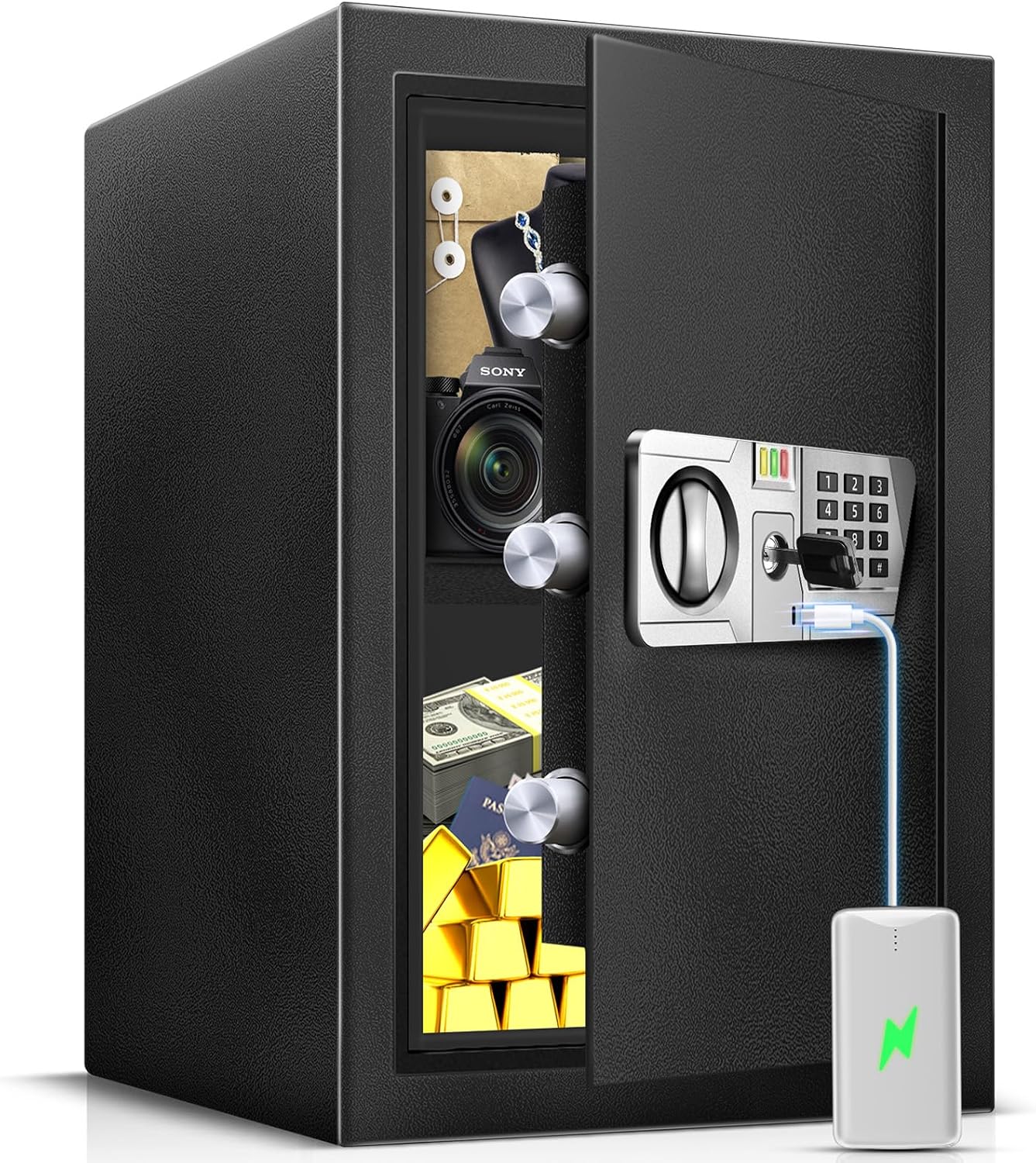 TOTOY 2.5 Cu Ft Steel Fireproof Safe Lock Box For Home with Fire proof Bag