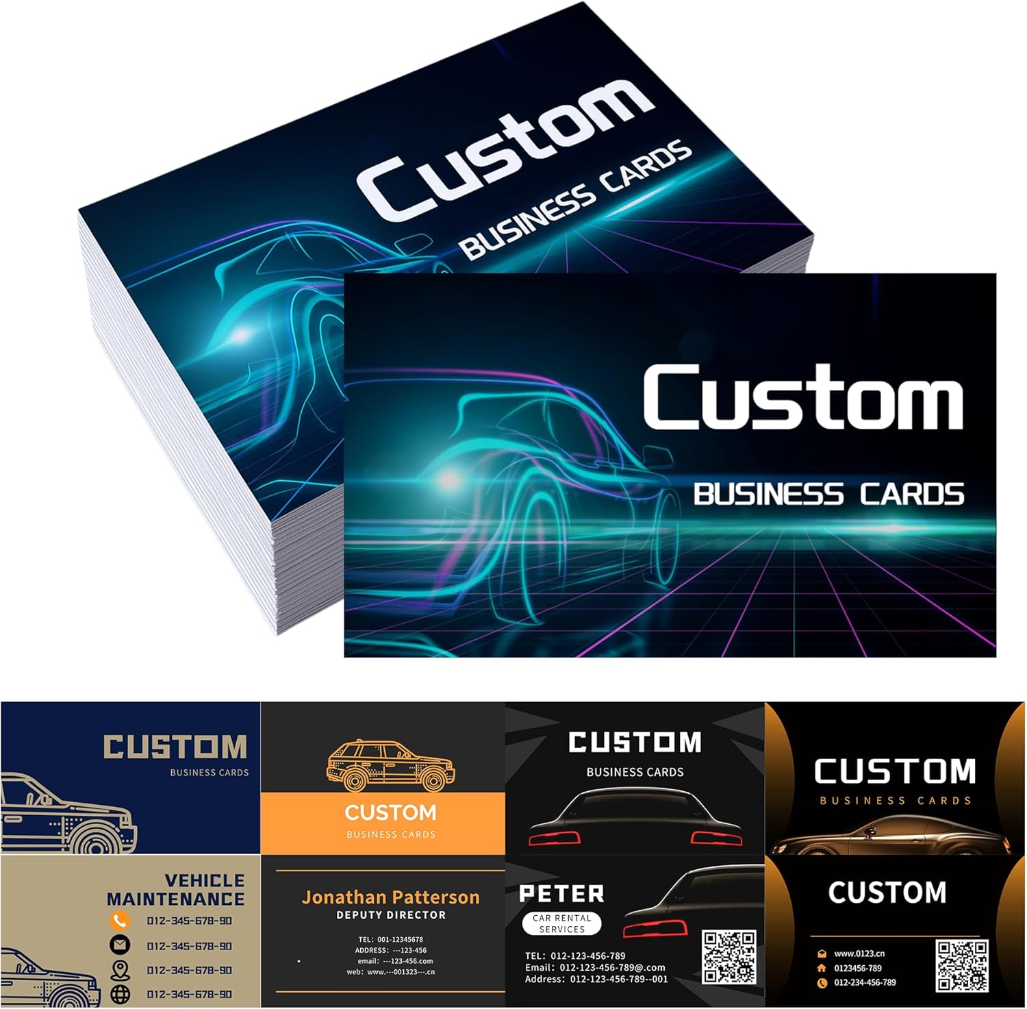 Custom Business Cards Personalized Business Card for Small Business, Double-Sided Printing, 300gsm Matte Paper, Waterproof Front & Back, Customize Logo/Text/QR Code (100-2000 Pcs)