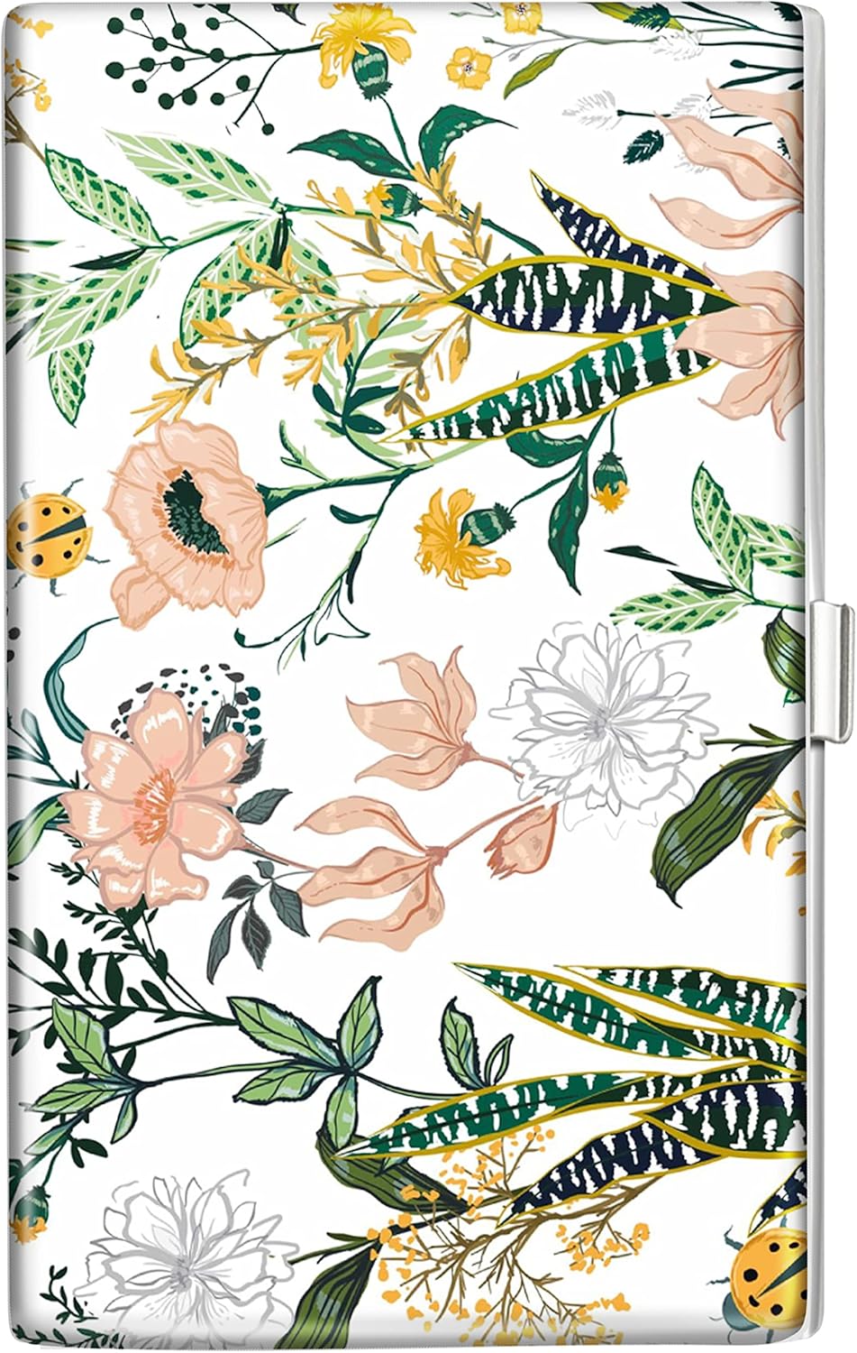 Swooflia Business Card Holder Case Wallet for Women Metal Retro Blooming Flower Slim Pocket Purse Square Card Cases Cute For Realtors Real Estate Agents