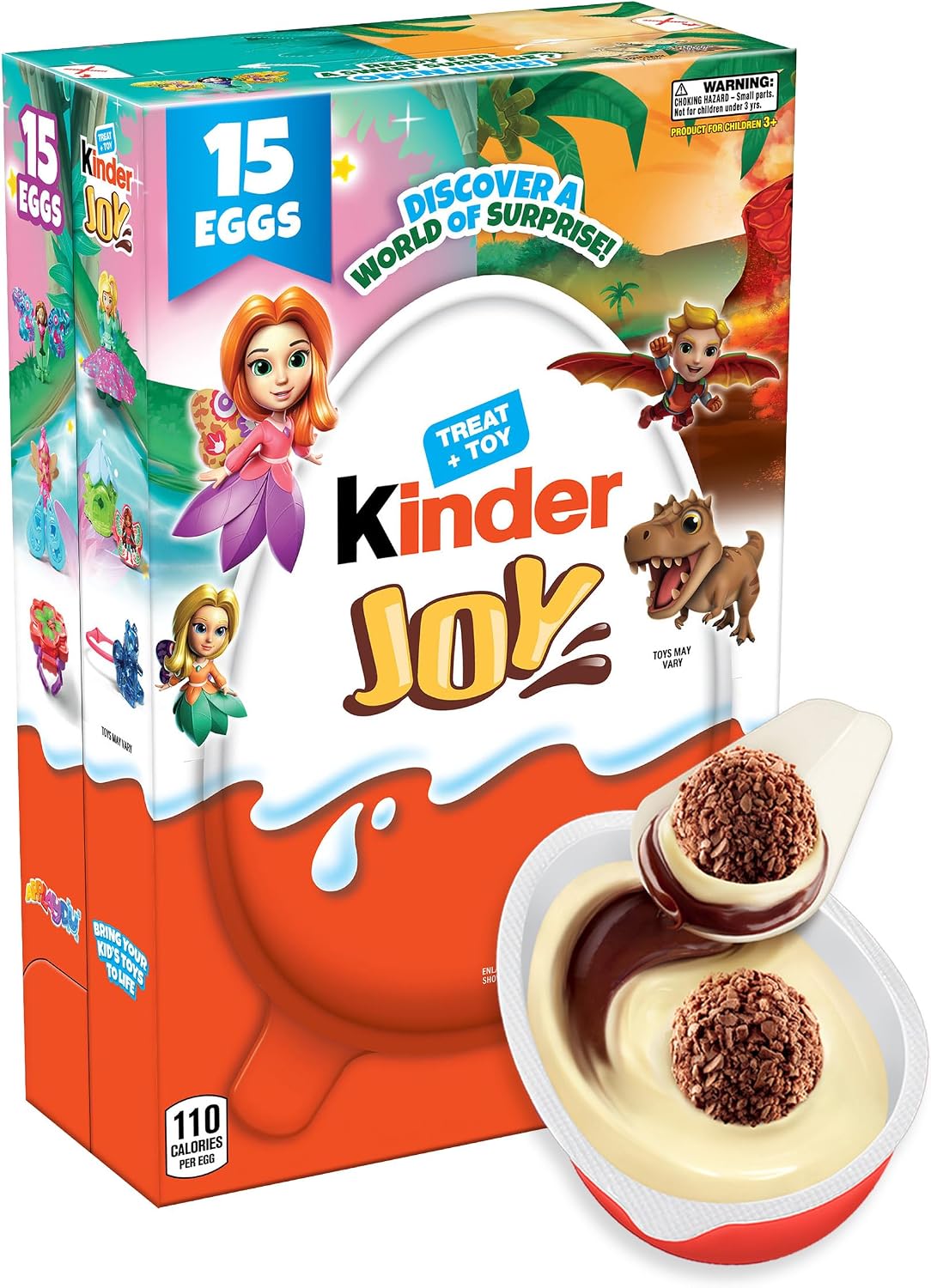 Kinder Joy Eggs, Cream and Chocolatey Wafers with Toy Inside,10.5 oz, Bulk 1 Pack, Packaging May Vary, 15 Eggs