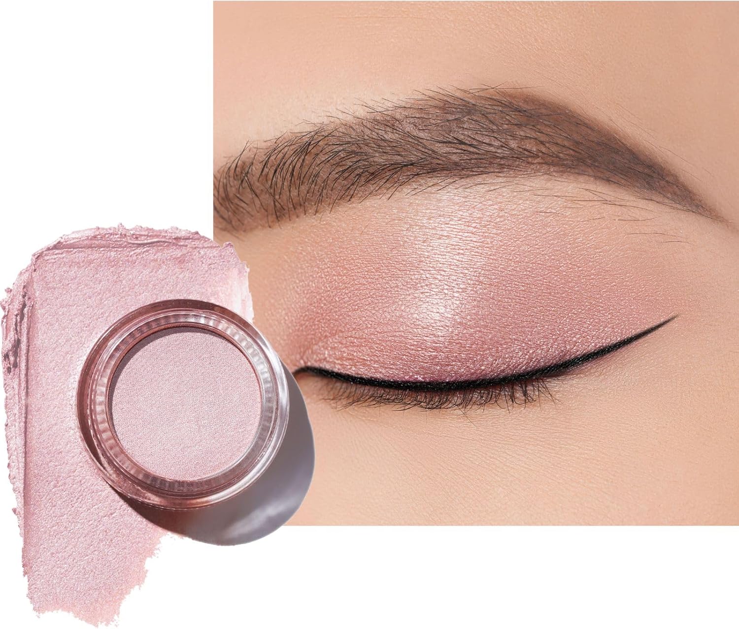 Oulac Shimmer Eyeshadow Pearl Finish| Pink Beige Eyeshadow & Highlighter Duo| Waterproof & Long-Lasting| Longwear Blendable Shimmer Eye Make-up | Vegan | 06g (P03) Seaside