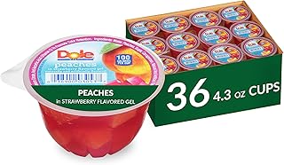Dole Fruit Bowls Peaches in Strawberry Flavored Gel Snacks, 4.3oz 36 Total Cups, Gluten & Dairy Free, Bulk Lunch Snacks for Kids & Adults