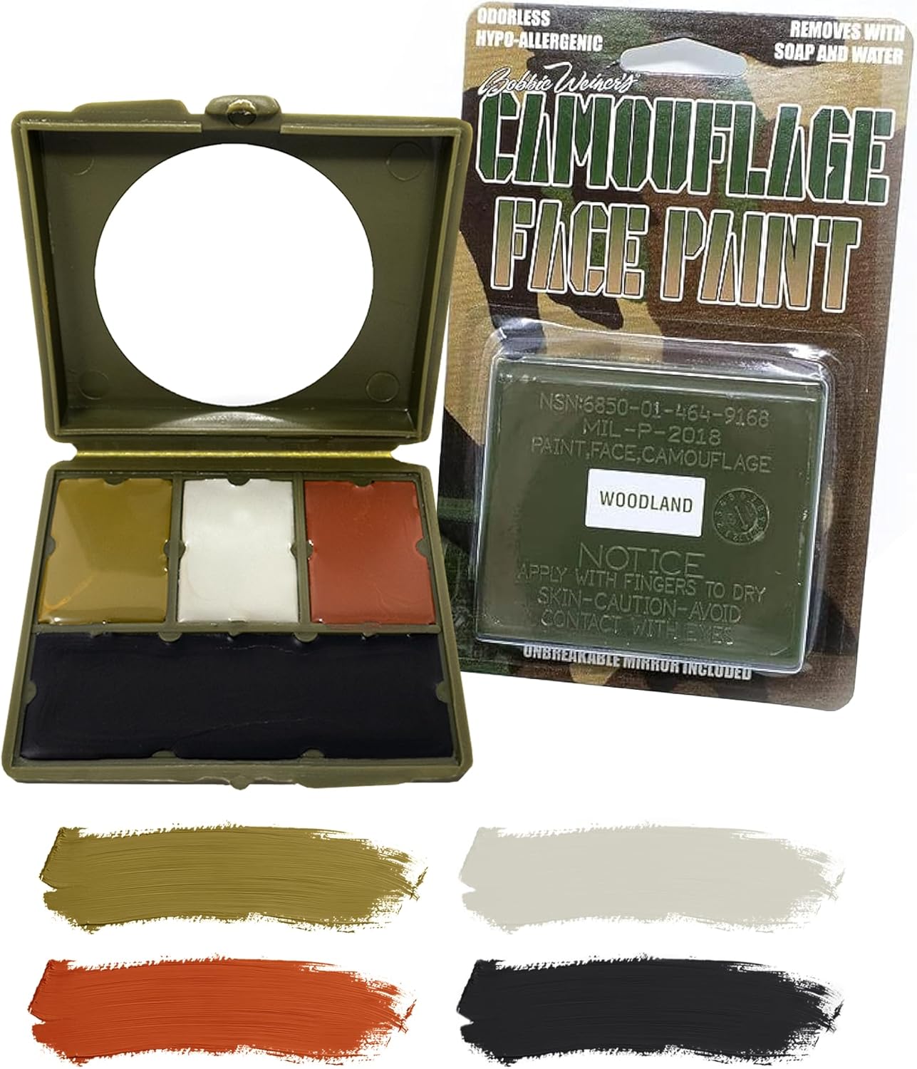 4 Color Woodland Face Paint Kit, Camouflage