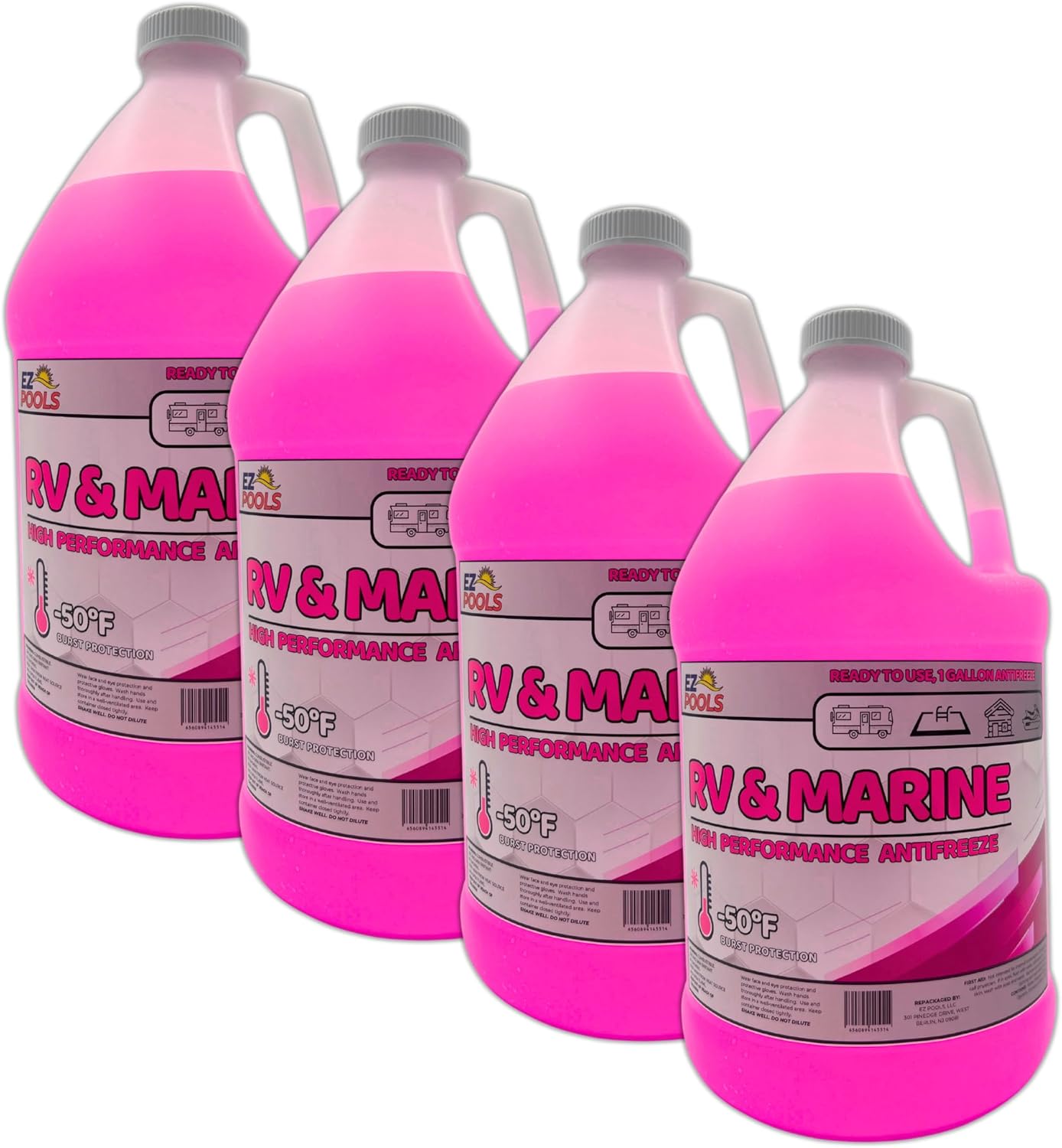 RV/Marine Antifreeze | 4 Pack | -50 Point Freezing (F) | 4 Gallon