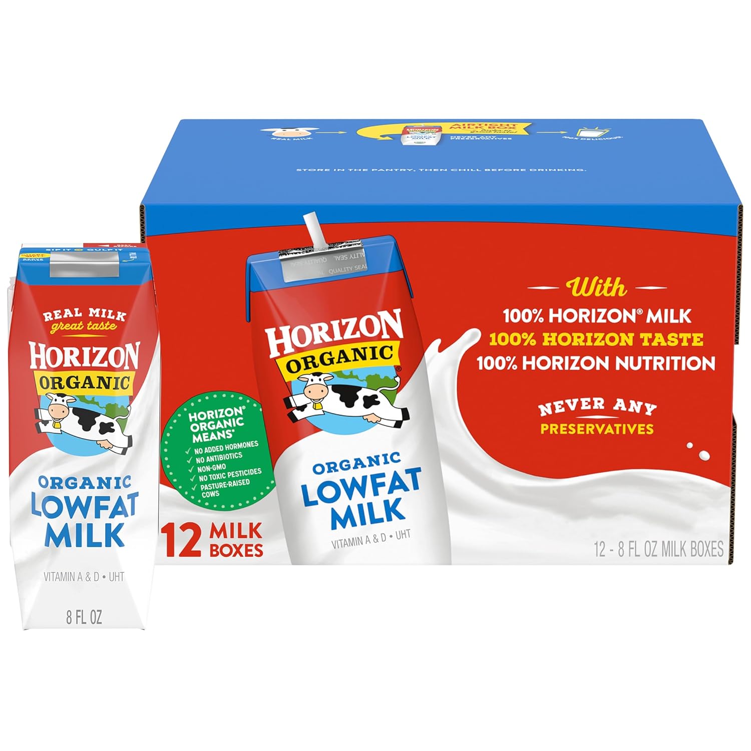 Horizon Organic Shelf-Stable 1% Lowfat Milk Boxes, Plain, 8 Fl Oz, 12 Pack