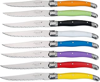 Laguiole Laguiole Steak Knife Set, Stainless Steel, Multicolor Handle,8 Pieces Multicolor