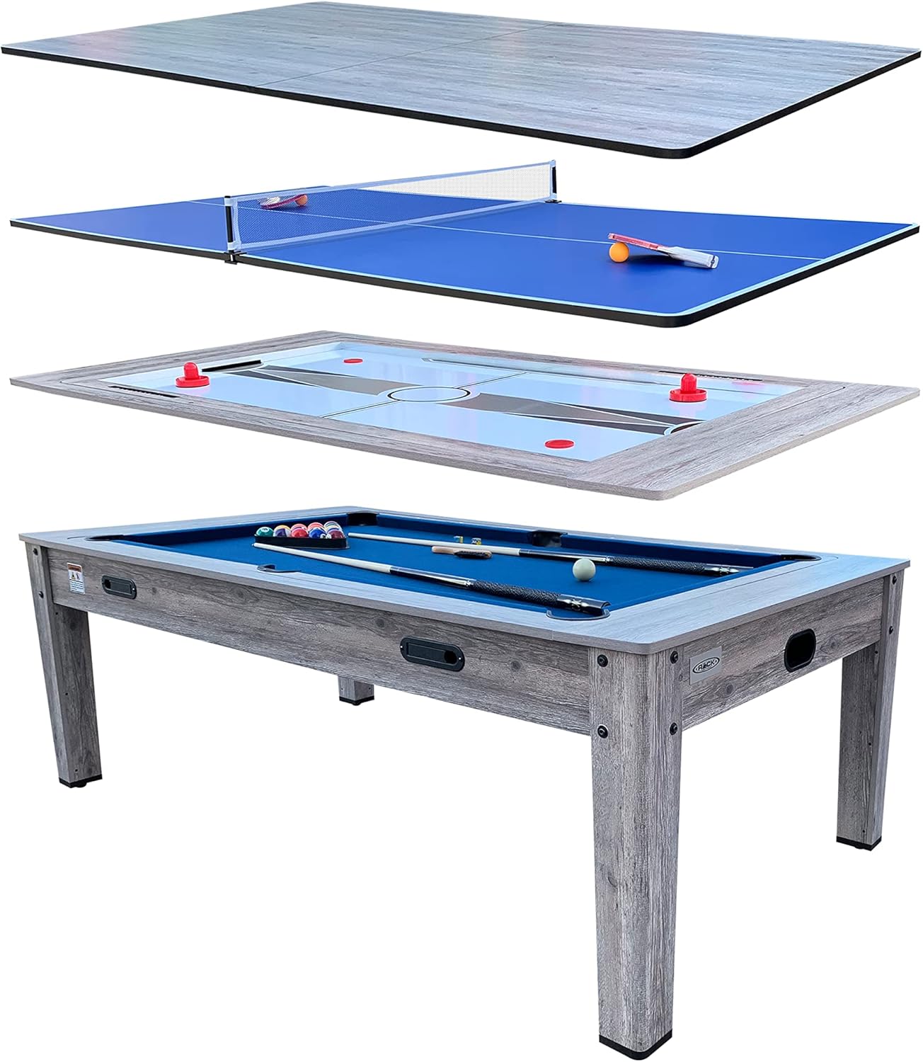 RACK Luxor 7.5-Foot 4-in-1 Multi-Game Swivel Billiard/Pool Table