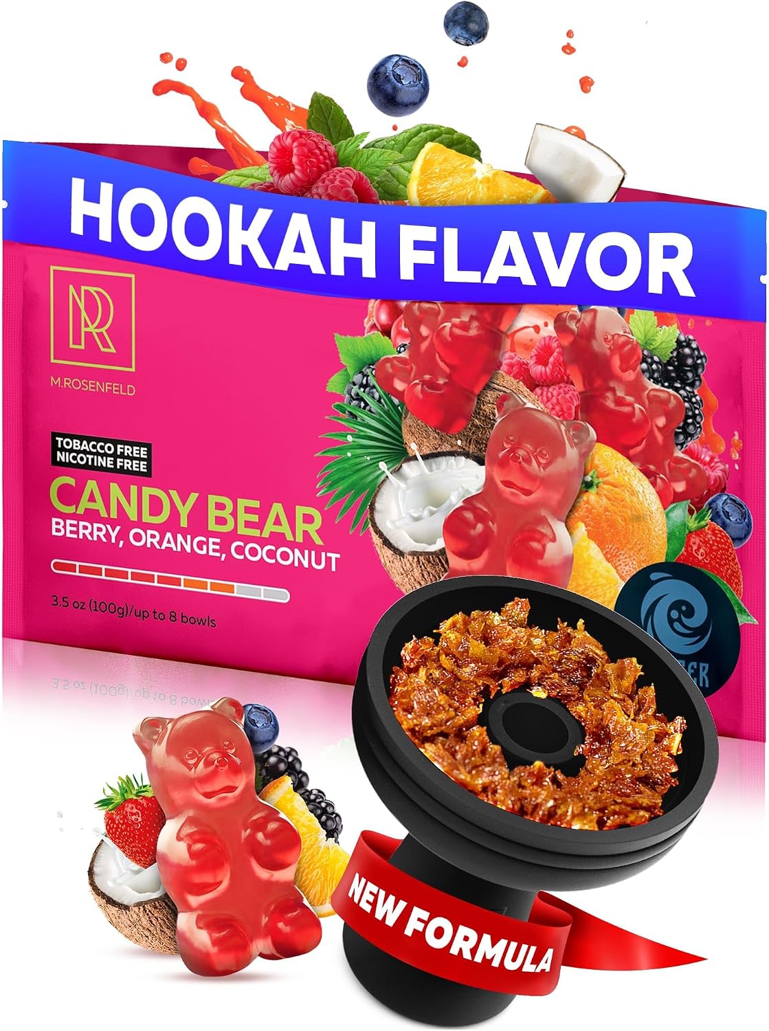 Candy Bear Shisha Hookah Flavors – 3.5 oz (100g) Tobacco Free & Nicotine Free Shisha – Premium Non-Tobacco Hookah Flavors – Long-Lasting & Rich Smoke