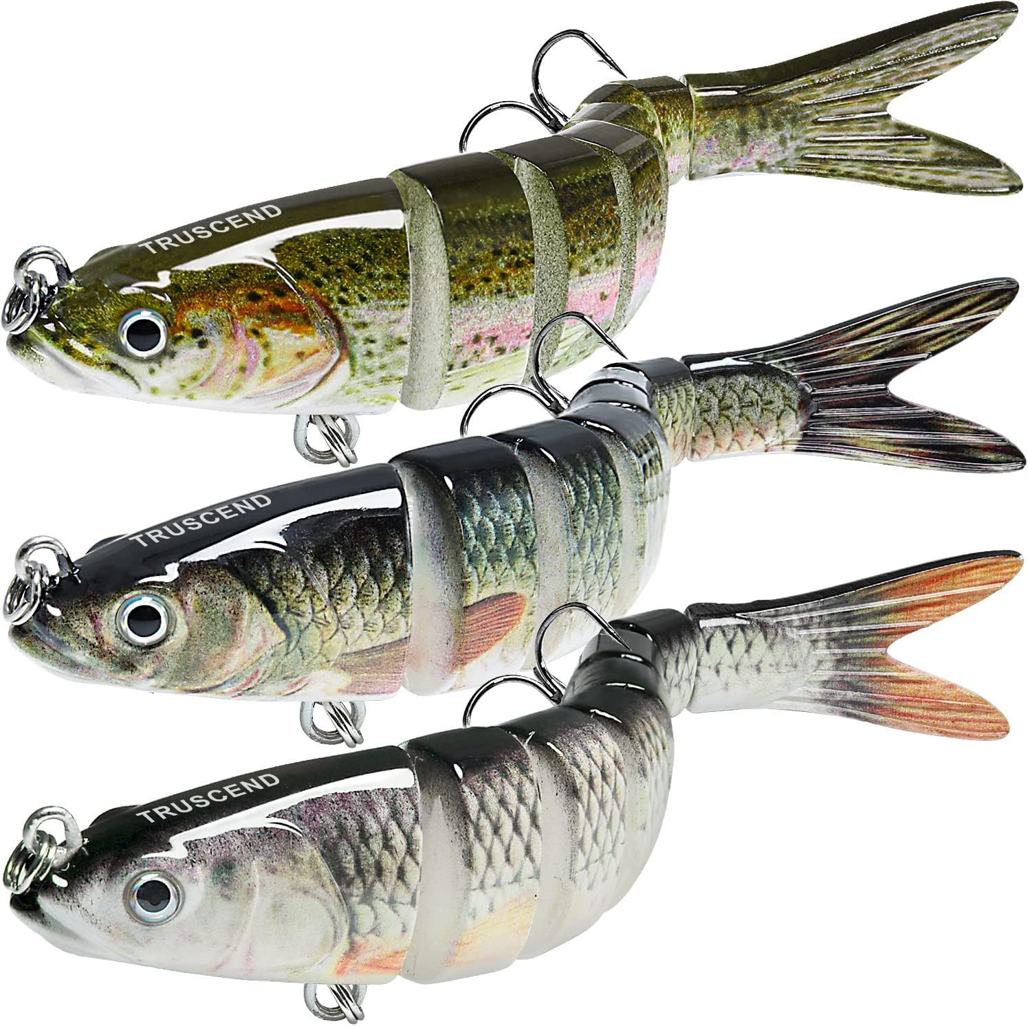 TRUSCEND Multi Jointed Swimbaits, Segmented Slow Sinking Swimming Baits, Realistic Lifelike Freshwater & Saltwater Lure for Bass, Trout, Pike, Walleye, Salmon, Crappie, Ideal Fishing Gift for Anglers