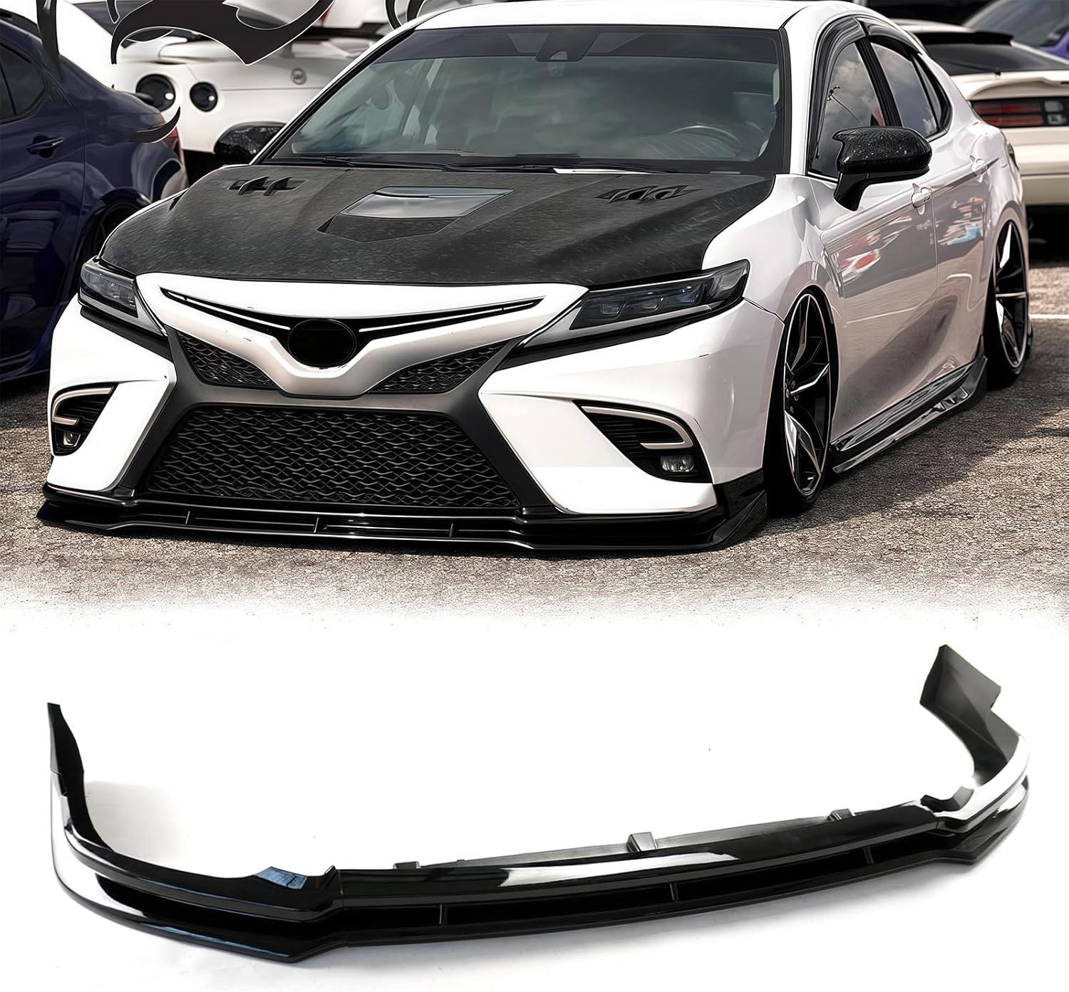 Front Bumper Lip 3Pcs For Toyota Camry SE XSE 2018-2020 Yofer V1 Style Front Bumper Lip Splitter (Glossy Black)