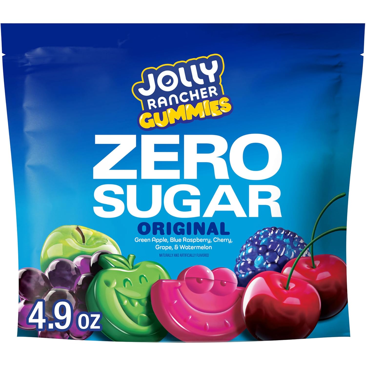 JOLLY RANCHER Gummies Zero Sugar Assorted Gummy Candy Fruit Pouches, 4.9 oz