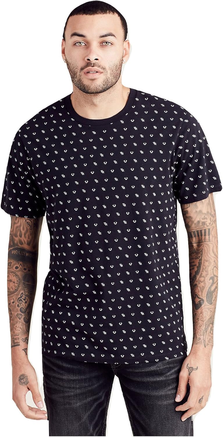 True Religion Men's All Over Monogram Tee T Shirt