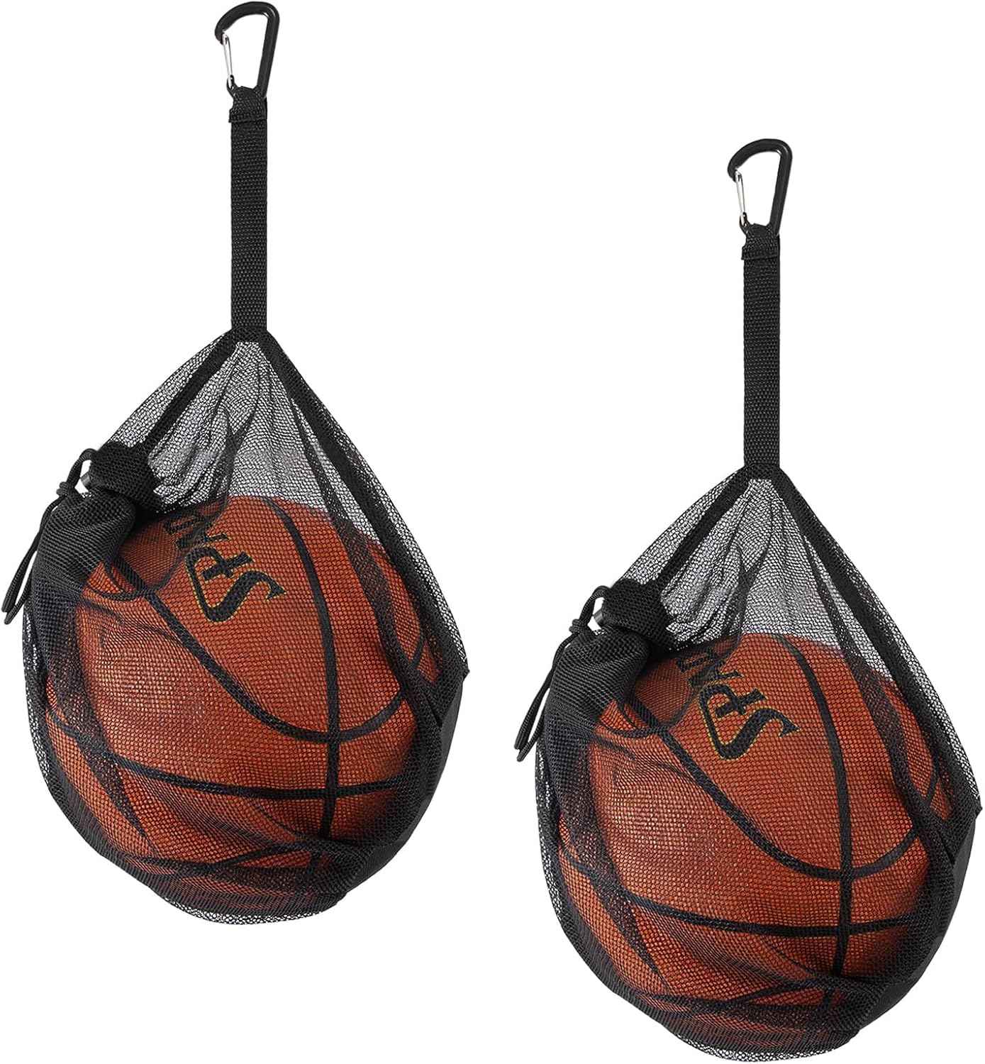 NUOOO Single Ball Basketball Bag with Zipper Pocket Mesh Carry Bag Drawstring Ball Storage Net Bags for Football Volleyball Soccer Rugby 2 Pack