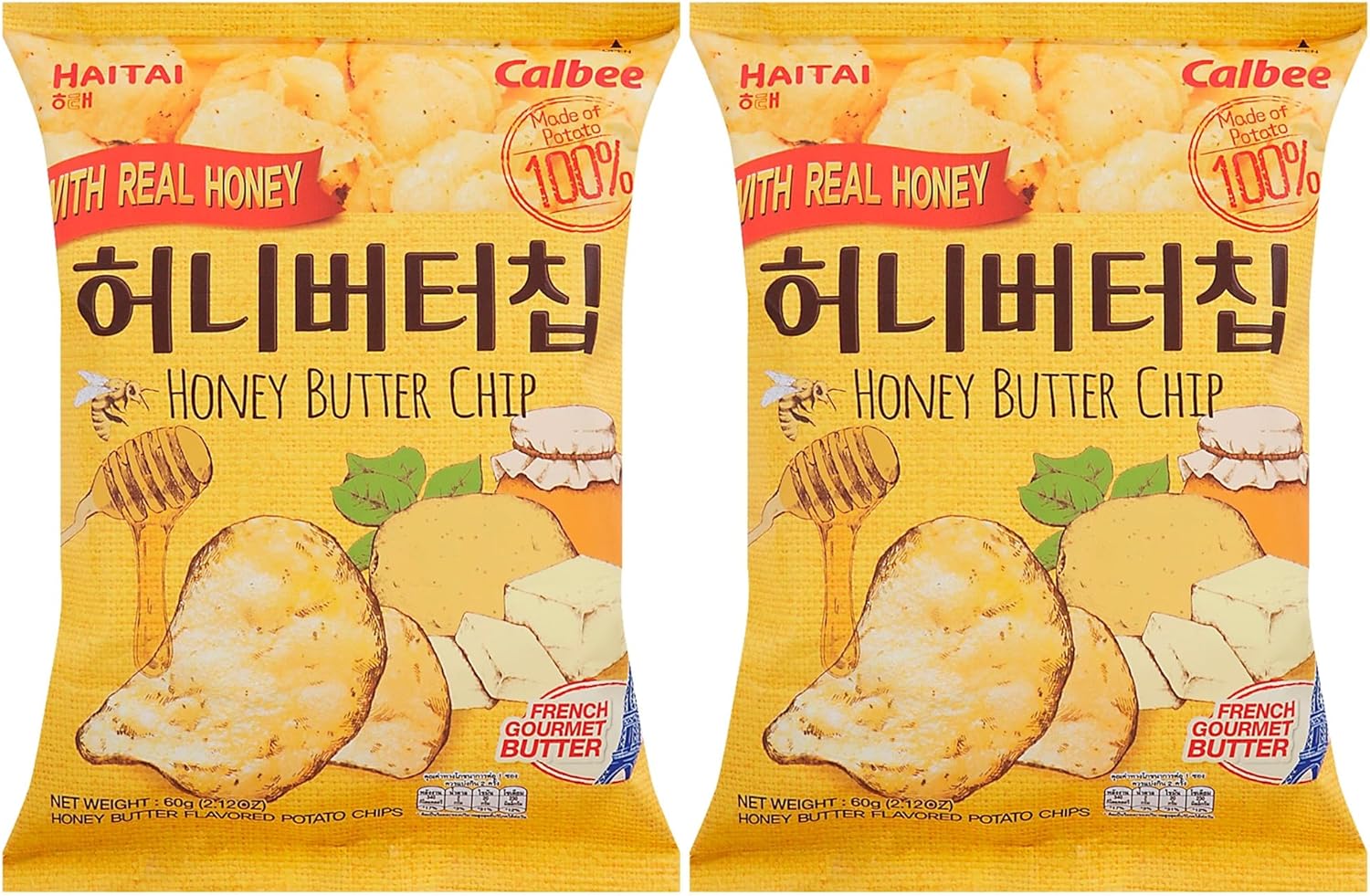 Haitai Korean Honey Butter Chip Potato Snack | (2 bags, Original Honey Butter Flavour Chip x 2)