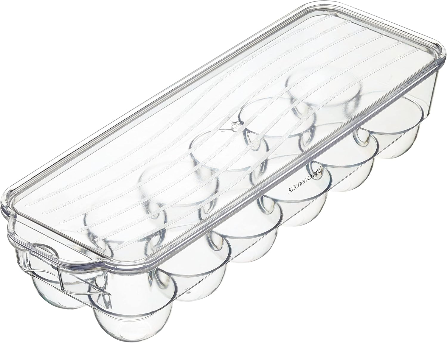 KitchenCraft Egg Holder, Fridge-Safe Plastic Egg Storage with Lid, 32.5 x 11.5 cm (13" x 4.5"), Transparent