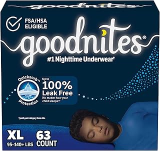 Goodnites Boys' Nighttime Bedwetting Underwear, Size Extra Large (95-140+ lbs), 63 Ct (3 Packs of 21), Packaging May Vary