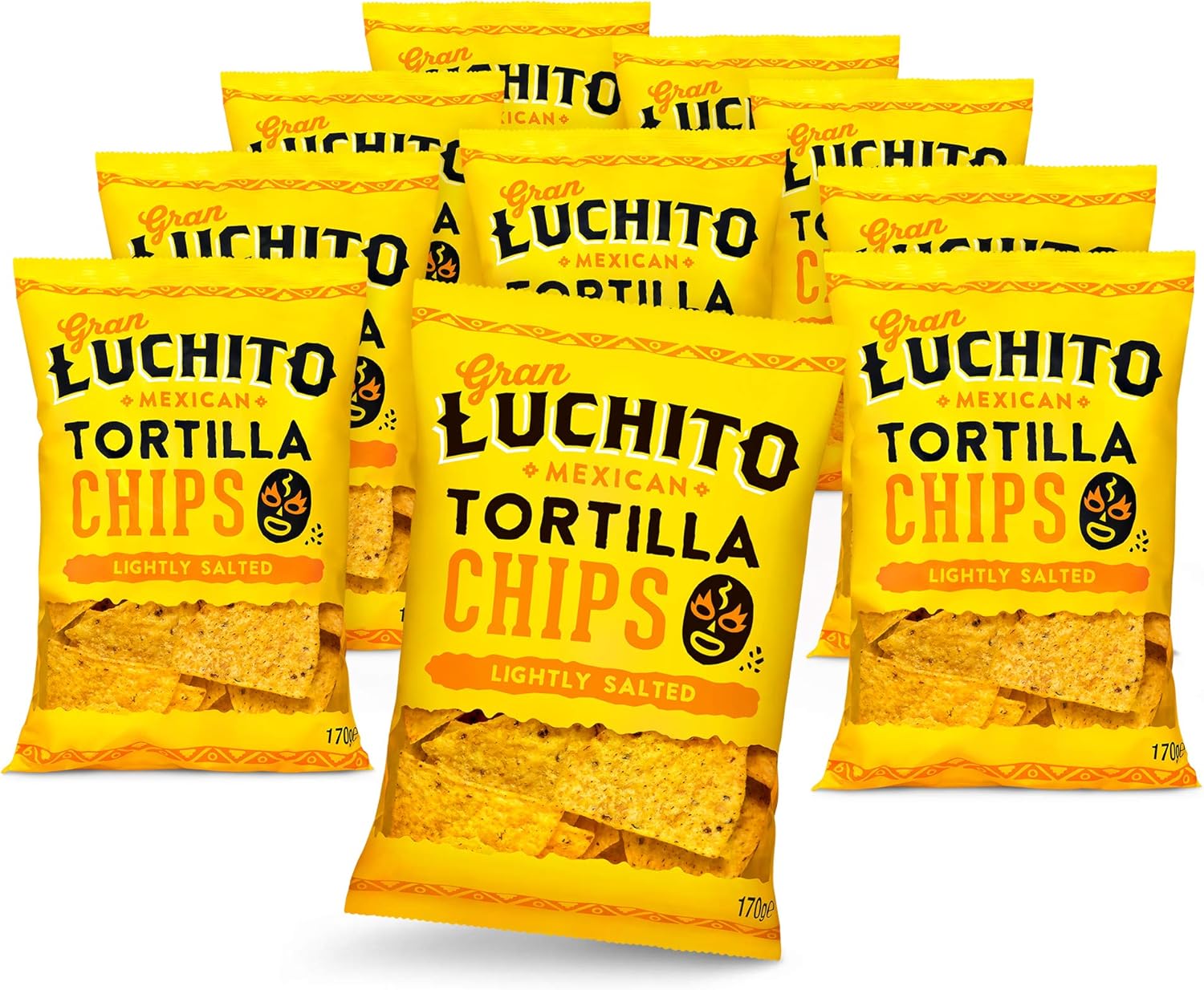 Gran Luchito Mexican Gluten Free Tortilla Chips 170g (Pack of 10) | Lightly Salted | Perfect for Making Nachos