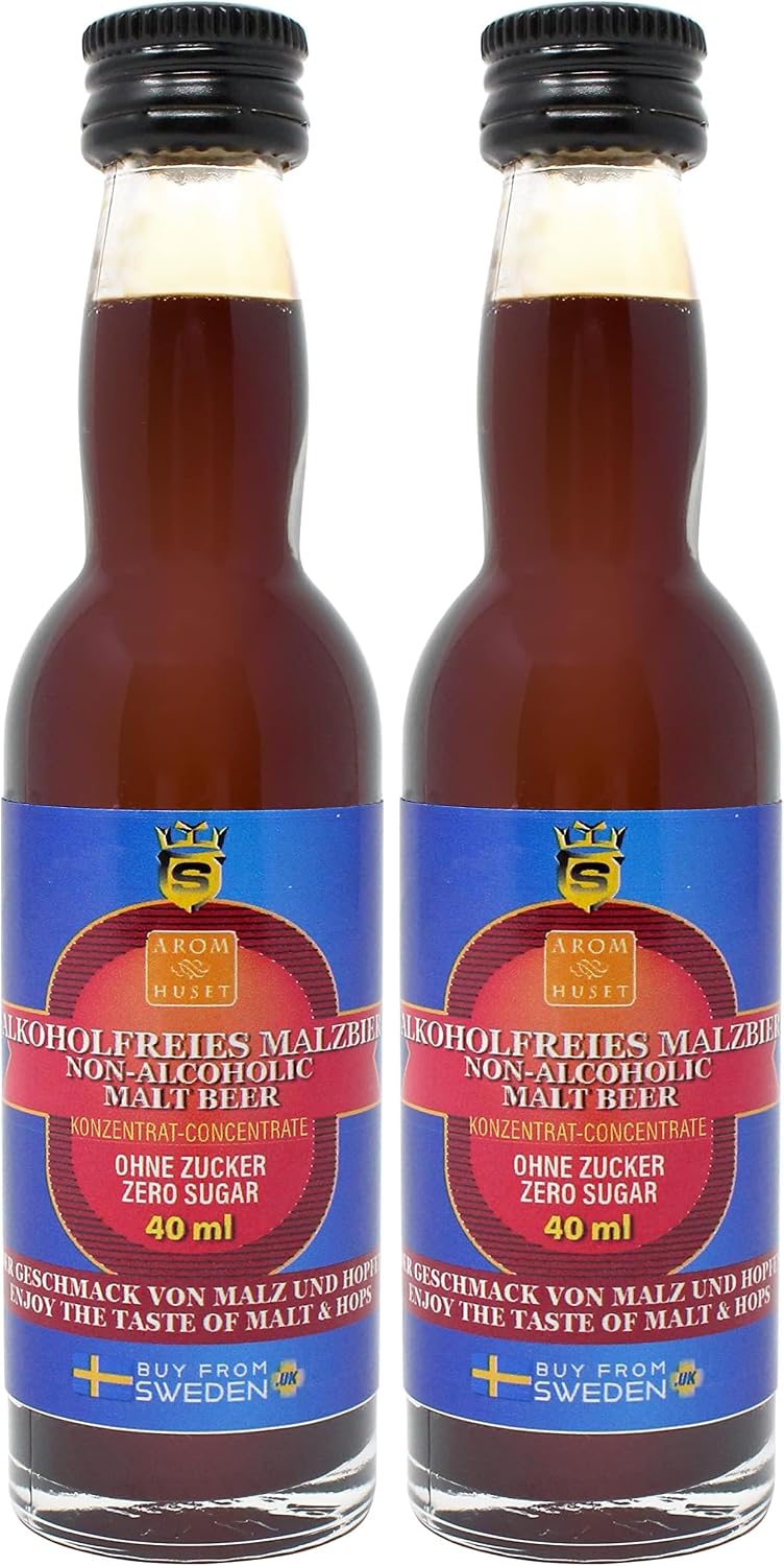 40ml Carbonated Malt Non-Alcoholic Beverage Concentrate with the Taste of Beer, Calorie-free - Makes 20 Litres (Pack of 2)