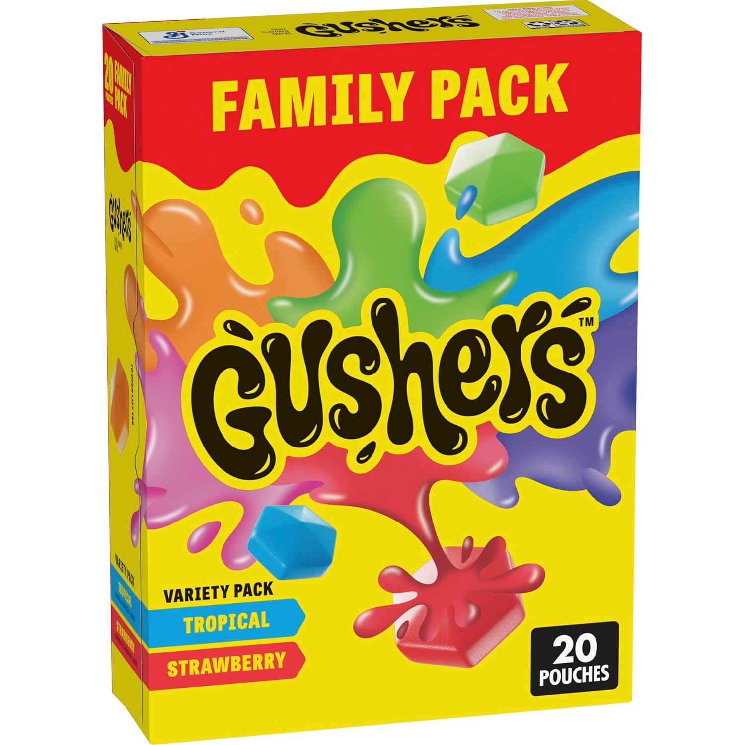 Gushers Fruit Flavored Snacks, Tropical and Strawberry Flavors, Family Pack, 20 Ct, 16 oz
