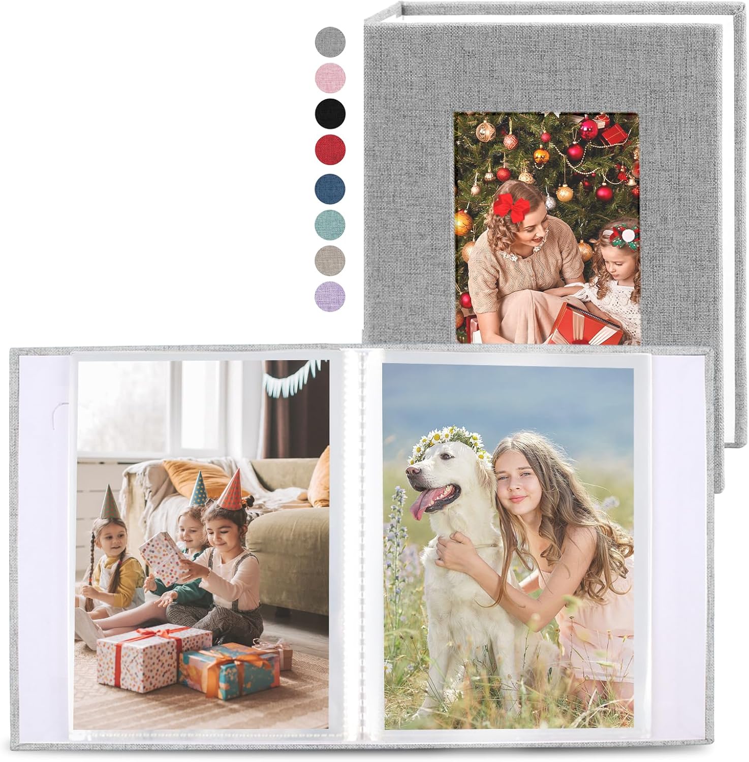 vivinin 2 Pack Photo Album 4x6, Linen Cover Photo Book, Small Photo Album Book for 36 Pockets Hold 72 Pictures, Picture Book for Photos Family Anniversaries Baby Vacations(Gray