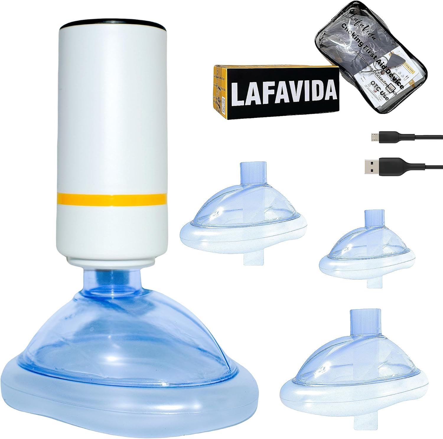 Automatic Choking Rescue Device for Kids and Adults with 3 Masks,Portable Anti Choking Device Strong Suction Home Emergency Kit, Choking First Aid Device for Senior