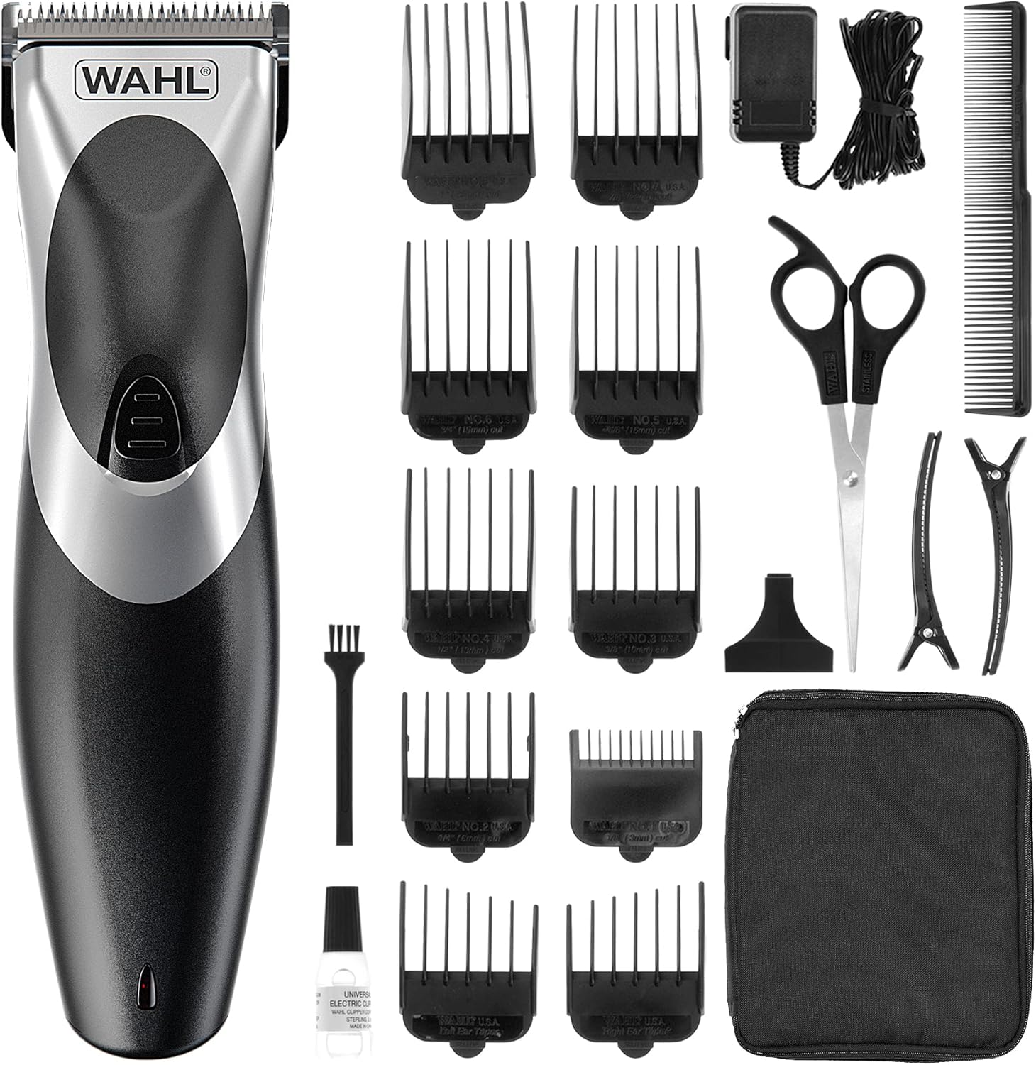 Wahl Clip ‘N Rinse Cord/Cordless Hair Clipper, Rechargeable Clipper, Hair Clippers for Men, Male Grooming Set, Corded, Cordless, Washable Head, Home Hair Cutting