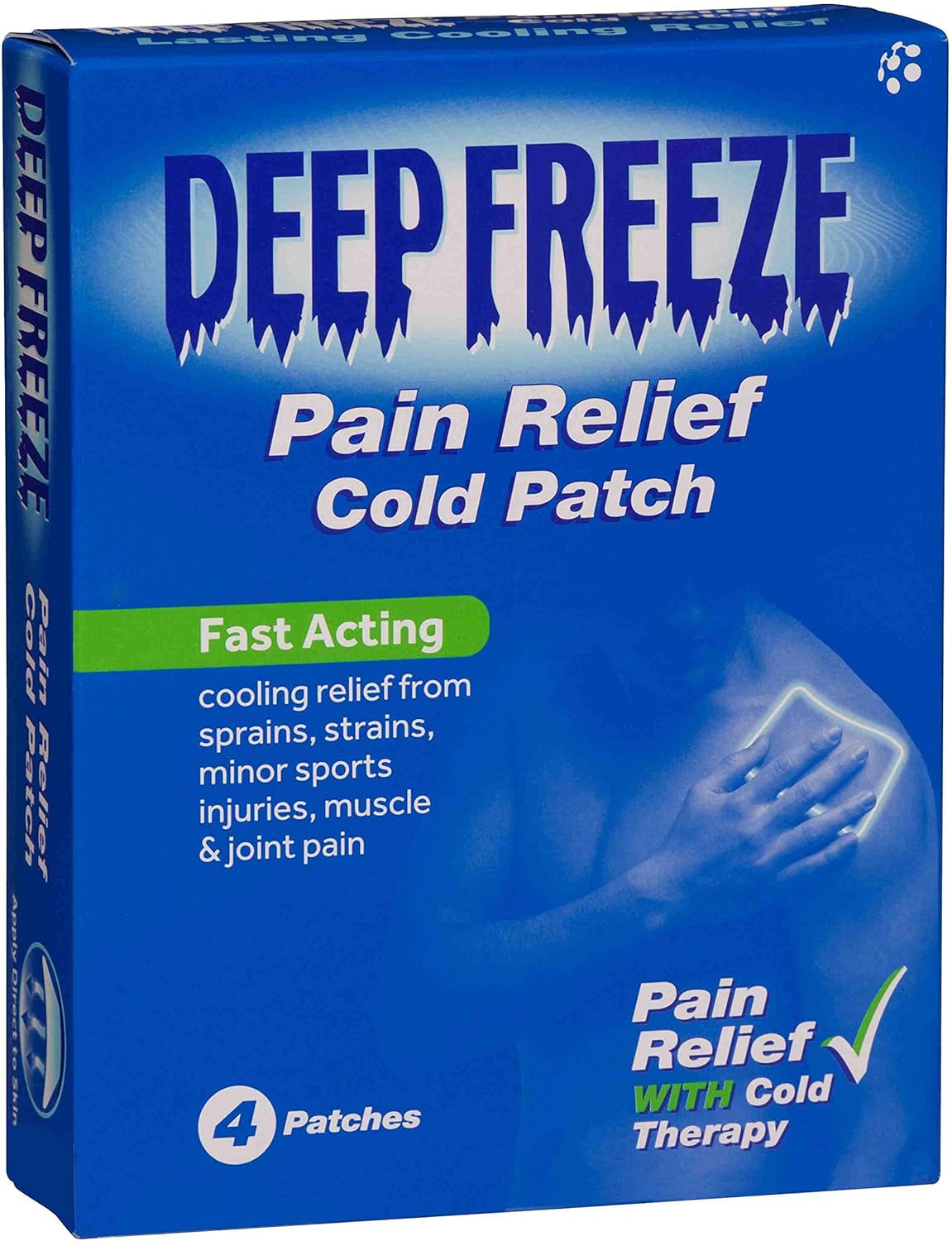 Deep Freeze Pain Relief Patch, Pack of 4, Fast-Acting Relief, Ideal for Sprains, Strains, Minor Sports Injuries & Sore Muscles, Cold Therapy, Formulated to Reduce Inflammation, Freezes Affected Area