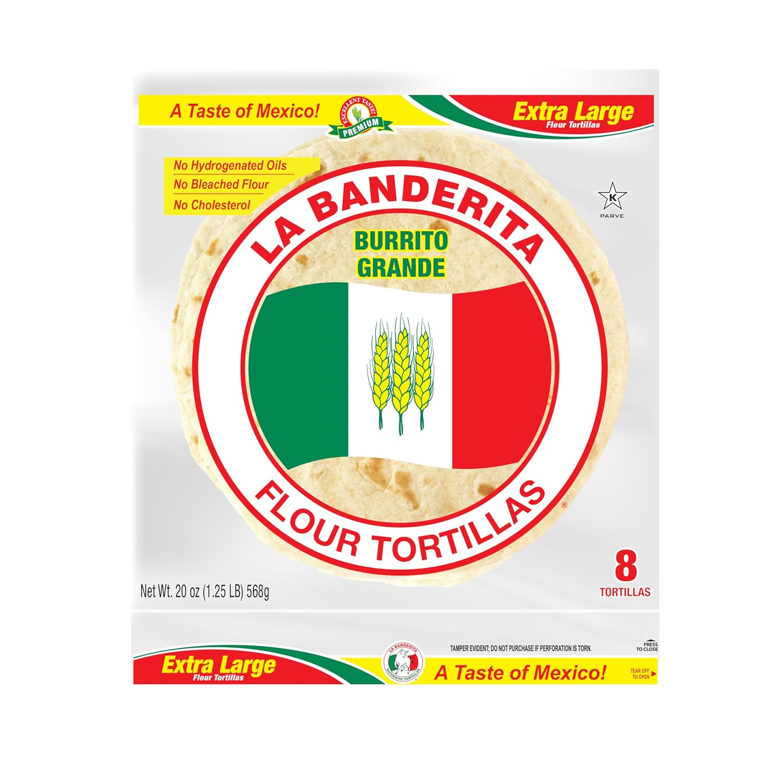La Banderita® Burrito | 10" Flour Tortillas | 20 oz.| 8 Count (Pack of 12)