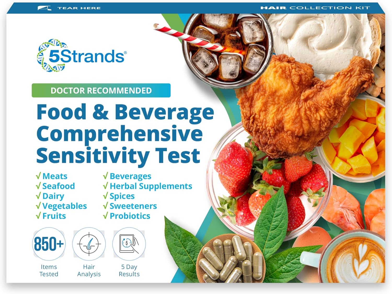 Comprehensive Food & Beverage Sensitivity Test Kit for Adults & Kids, 854 Items Tested, at-Home Intolerance Testing, Hair Analysis, Results in 5 Days