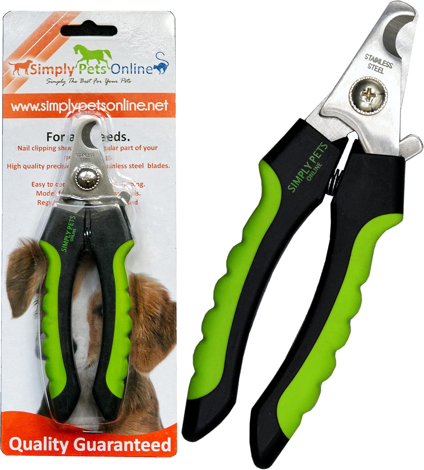 Dog Nail Clippers with Safety Guard - Superior Sharpness - Designed by Vets - Suitable for Thick Nails - Best for Medium and Large Dogs - Professional Stainless Steel Dog Claw Clippers