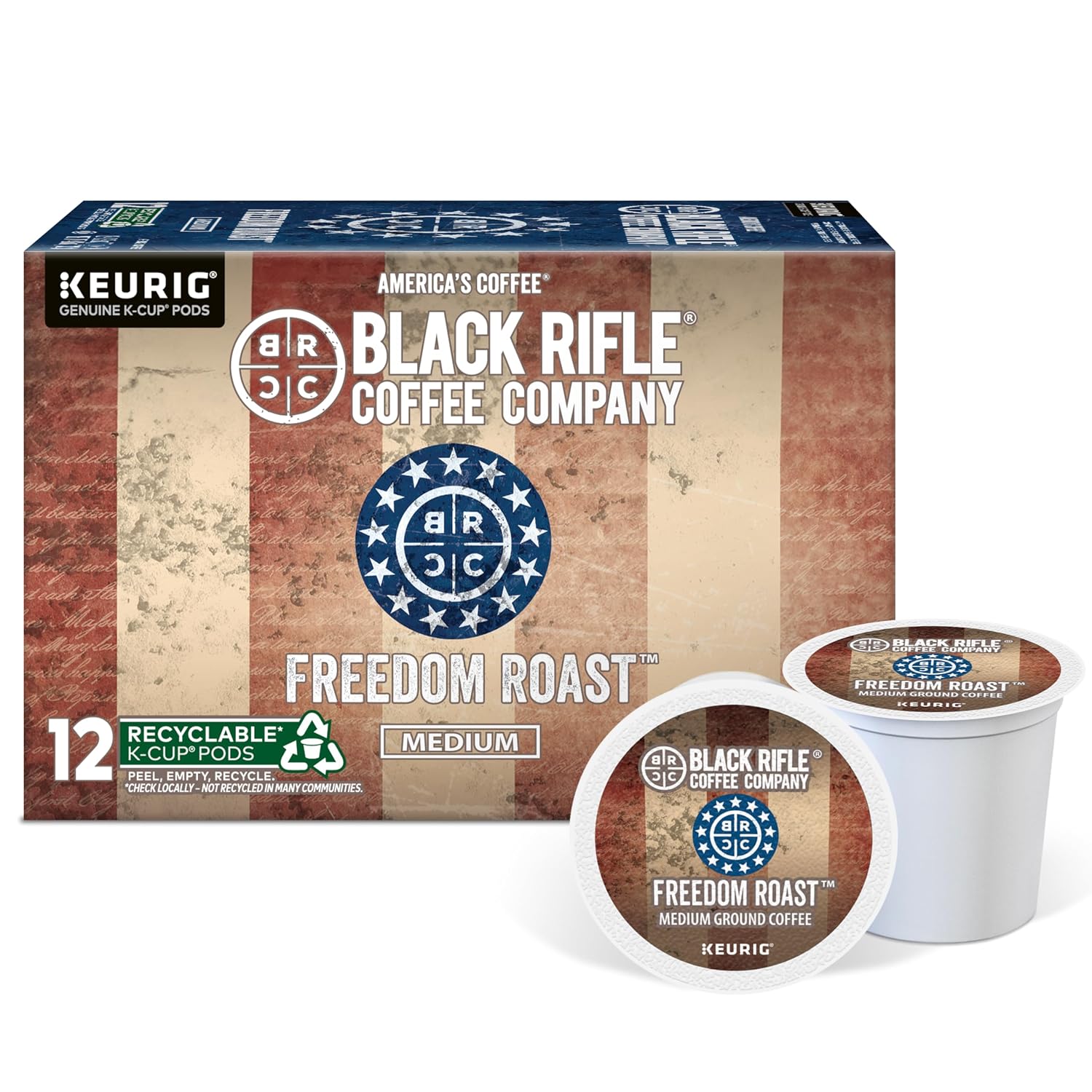 Black Rifle Coffee Medium Roast K Cup Coffee Freedom Blend 12 Count