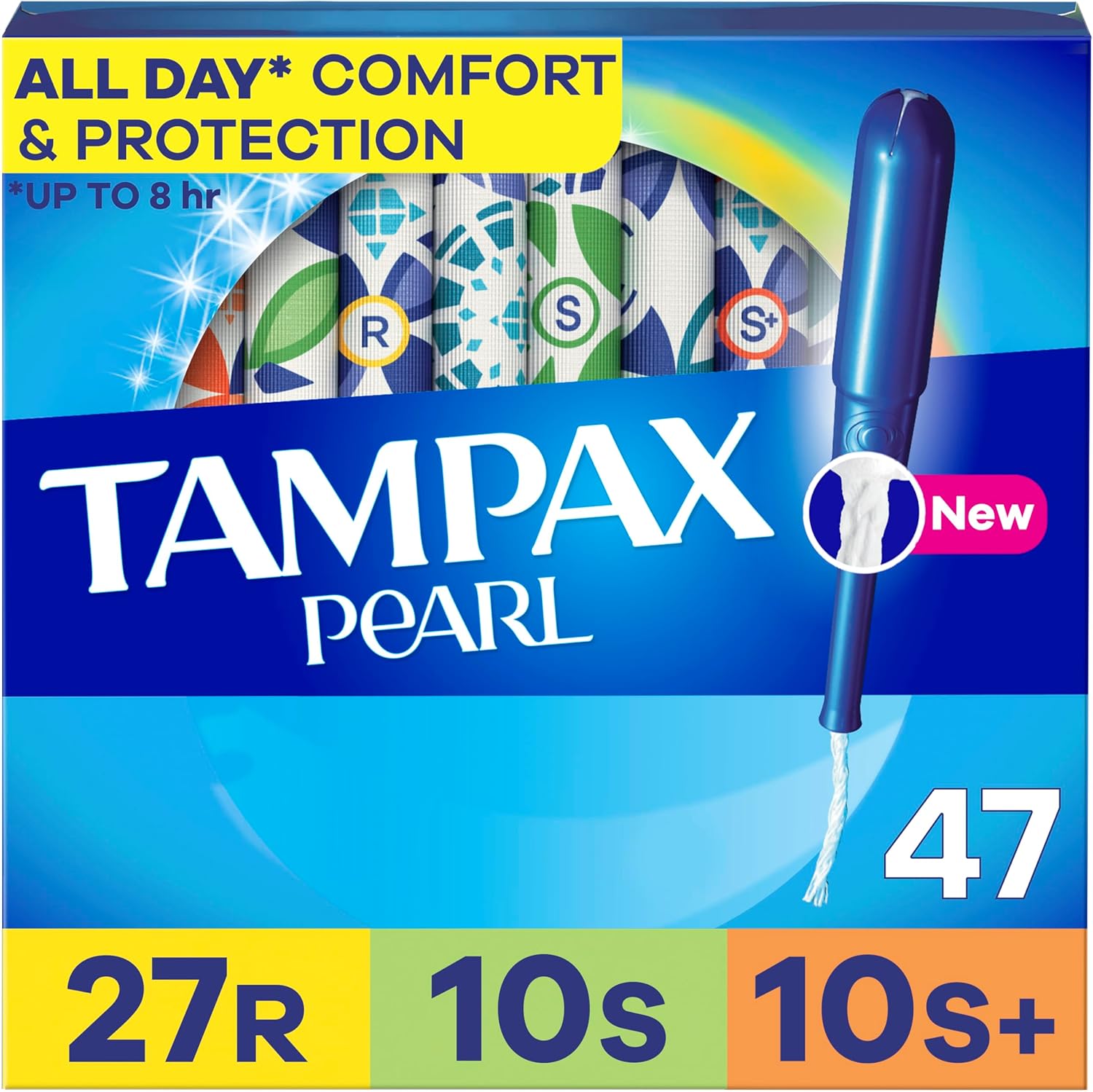 Tampax Pearl Tampons Multipack, with LeakGuard Braid, Regular/Super/Super Plus Absorbency, Unscented, 47 Count