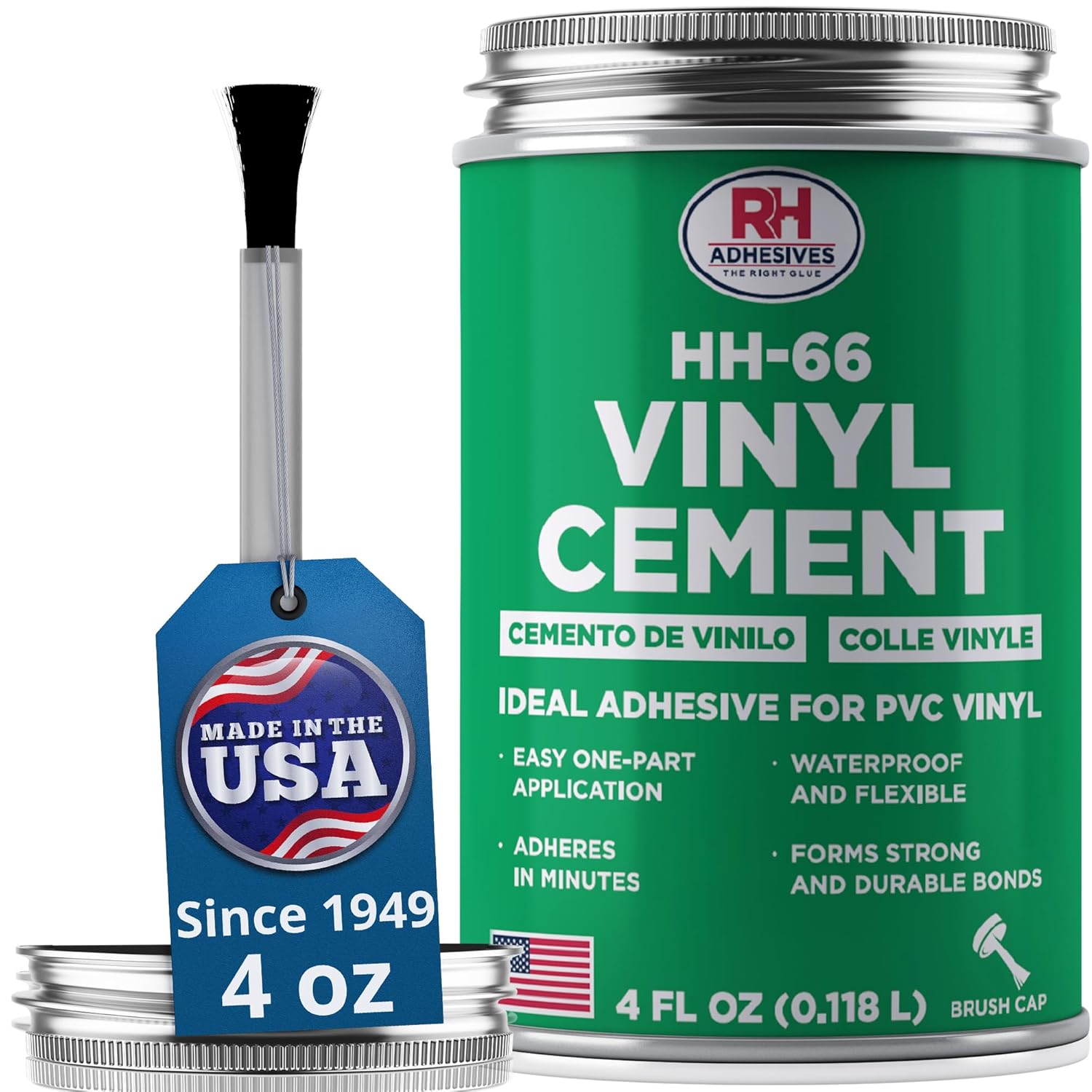 HH-66 Vinyl Cement 4 oz - Vinyl Adhesive, Cement Glue, Industrial Contact Cement for PVC & Vinyl Repair - Waterproof Flexible Vinyl Glue for Tarps, Pool Liners, Inflatables & Marine – RH Adhesives