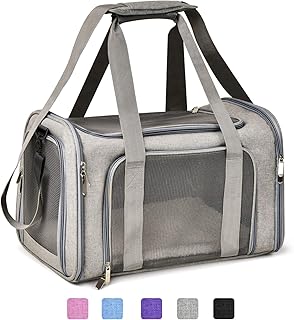 Henkelion Cat, Dog Carrier for Small Medium Cats Puppies up to 15 Lbs, TSA Airline Approved Carrier Soft Sided, Collapsible Travel Puppy Carrier - Grey