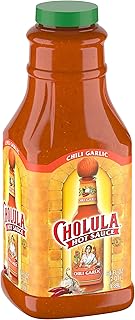 Cholula Chili Garlic Hot Sauce, 64 fl oz - One 64 Fluid Ounce Bulk Container of Chili Garlic Hot Sauce with Mexican Peppers, Garlic and Signature Spices, Perfect for Eggs, Wings, Fries and Popcorn