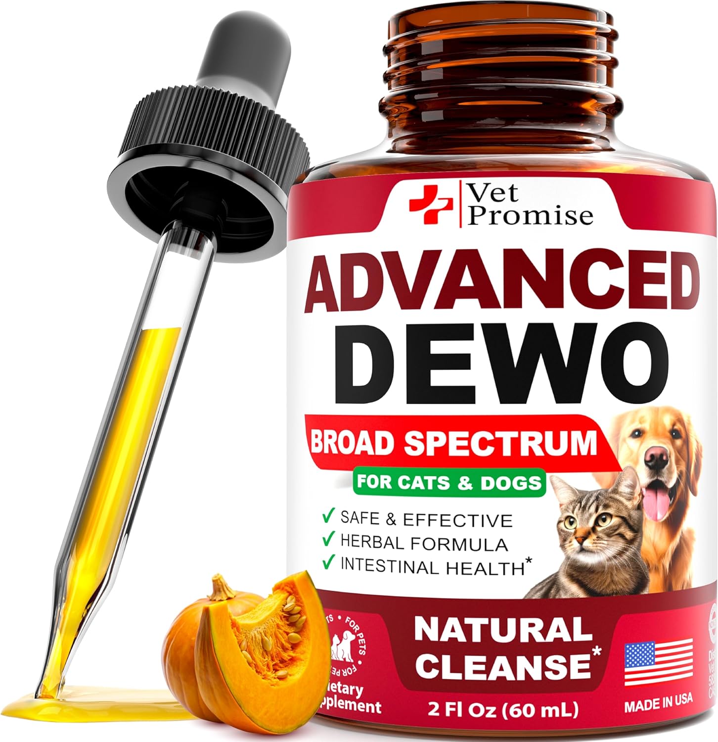 Natural Cat & Dog Intestinal Defense - Herbal Broad Spectrum Cleanser - Helps Remove Parasites & Toxins - Liquid Medication Supplement for Puppies & Kittens – UTI Support - Made in USA
