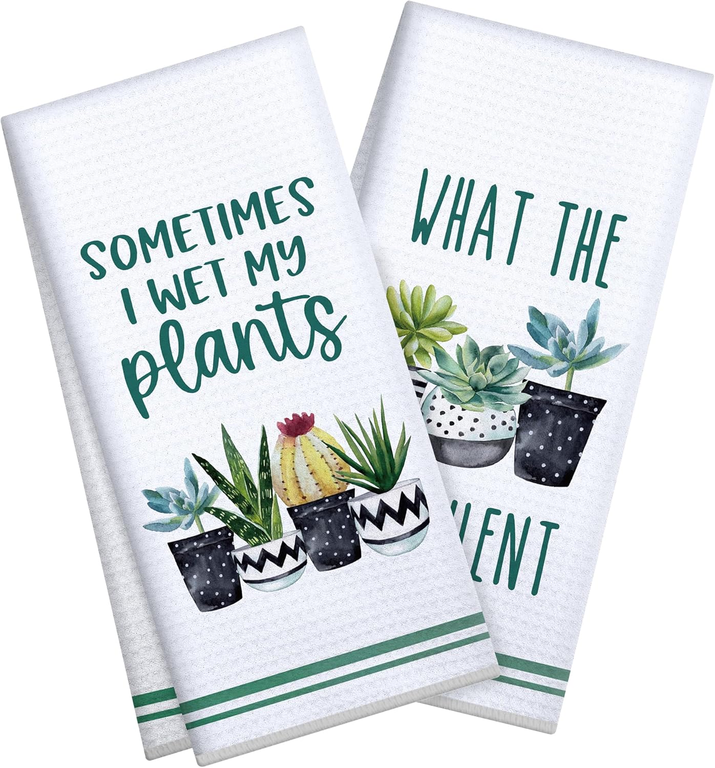 Cute Succulent & Cactus Gifts for Plant Lovers,Funny Gardening House Warming Birthday Gifts for Women Mom,2 Pcs Kitchen Towels Sets Decor,Unique Christmas White Elephant Stocking Stuffer Gift Ideas