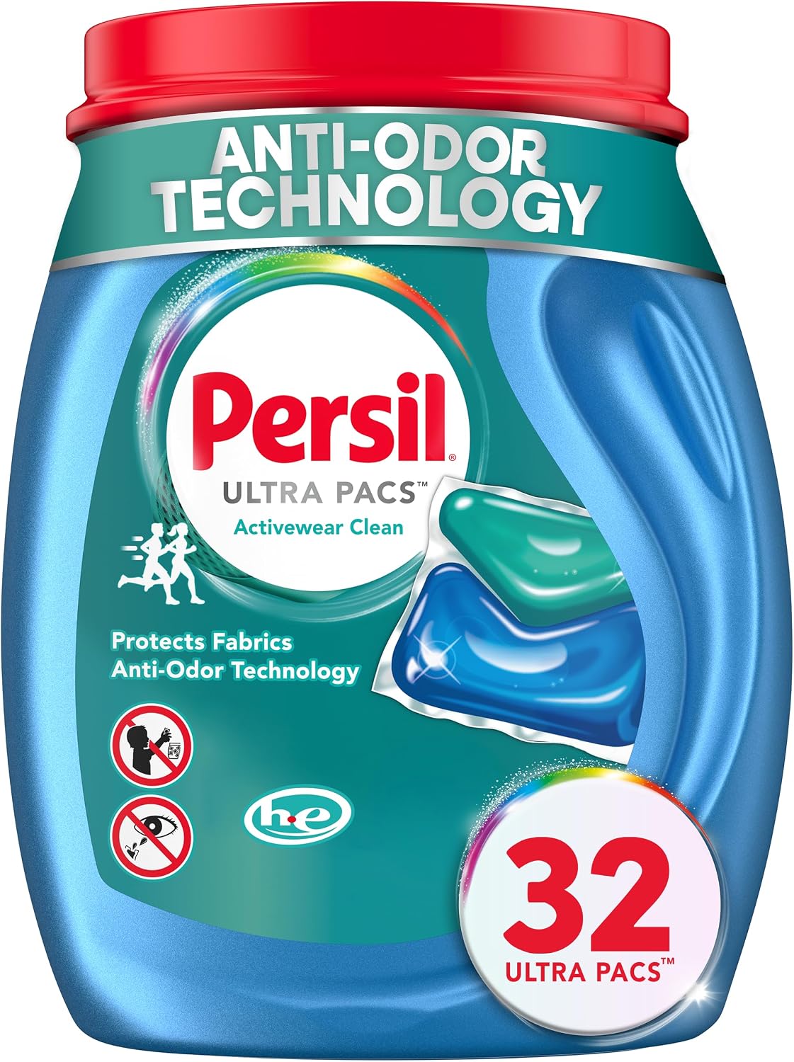 Persil Ultra Pacs Activewear Clean Laundry Detergent, 32 Count, No Mess,