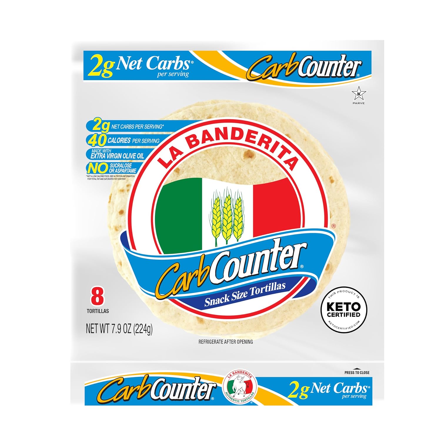 La Banderita Carb Counter® Snack Size | 5.5" Size Flour Tortillas |Carb Friendly |Keto Certified | 7.9 oz.| 8 Count (Pack of 10)