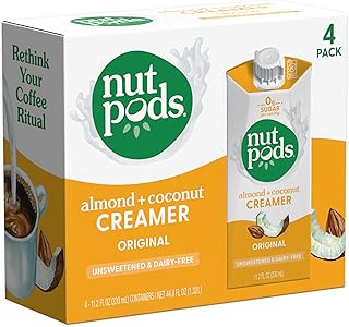 nutpods Original Coffee Creamer - Unsweetened Non Dairy Creamer Made from Almonds and Coconuts - Keto Creamer, Whole30, Gluten Free, Non-GMO, Vegan, Sugar Free, Kosher (4-Pack)