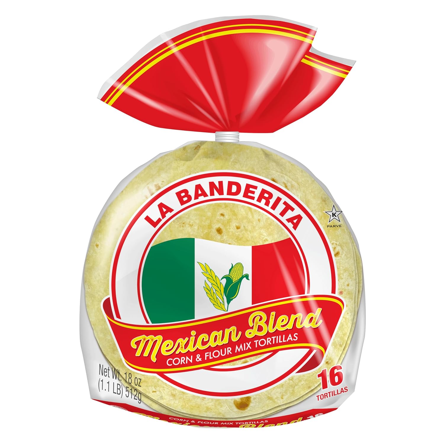 La Banderita® Mexican Blend | 6" Size Tortillas| Corn & Flour Tortilla Bend | 18.1 oz. | 16 Count (Pack of 4)